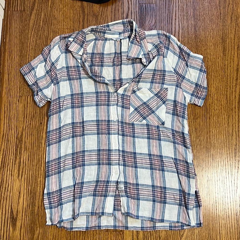 Rails Short Sleeve Plaid Button Down Size Medium